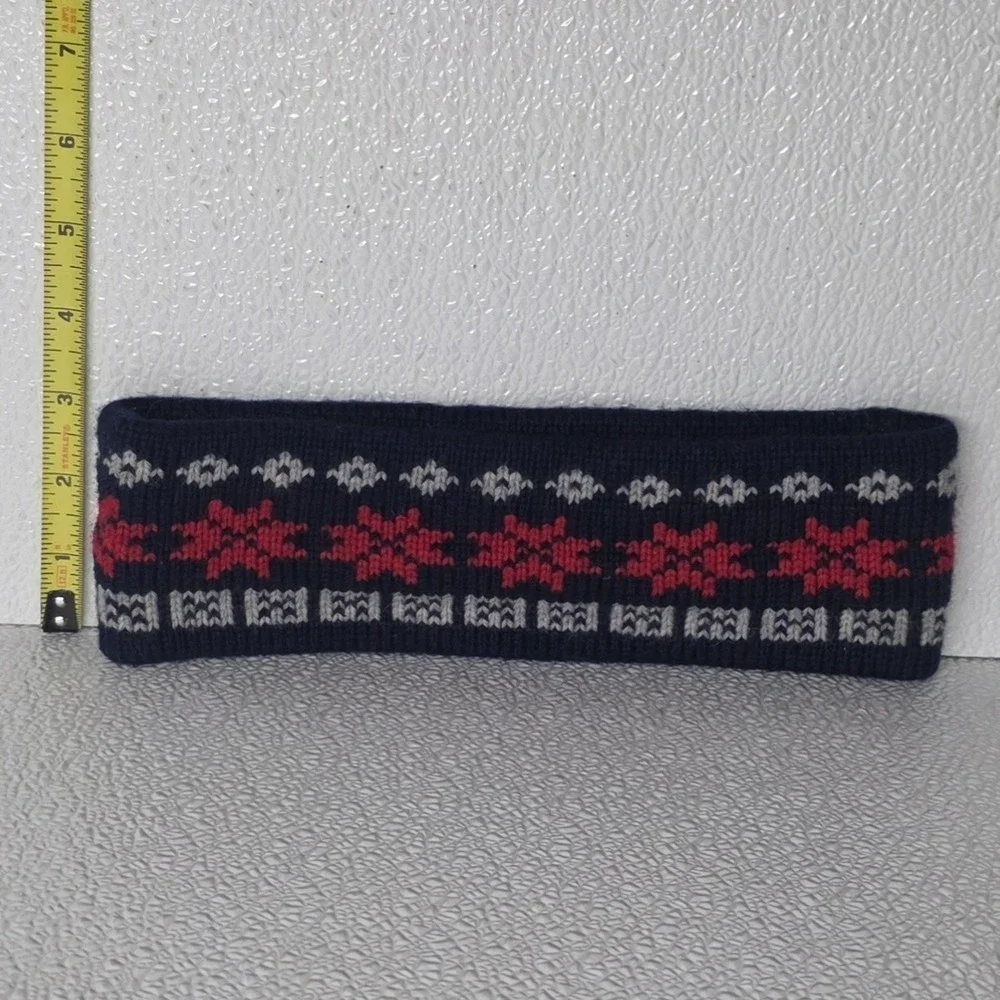 Vintage Black Sheep Woolens Winter Headband Navy Blue Red Gray